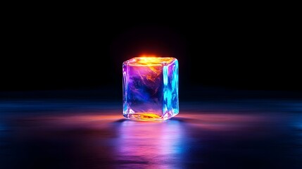 Encapsulated Luminous Cube - Sleek Retrofuturistic Frozen Crystal Light Source