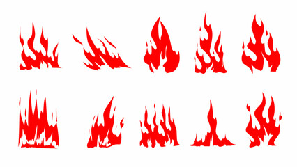 Red fire flames element vector 