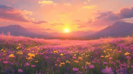 Fototapeta premium Summer landscape background. Field or meadow with green grass