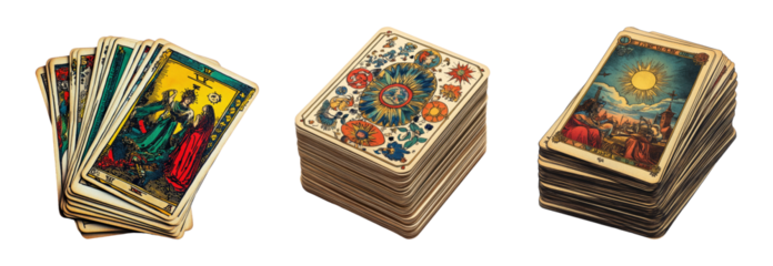Isolated Tarot Cards on Transparent Background