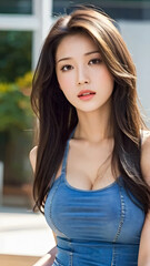 Obraz premium Beautiful body of Asian woman, close up portrait.