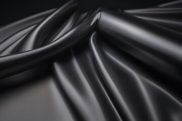 Fototapeta premium Elegant draped black fabric with smooth texture
