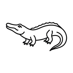 crocodile line art isolated on white background