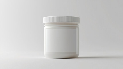 Mockup of a plain baby food jar with a thick white sticker suitable for labeling and design showcasing