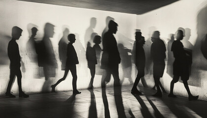 Fototapeta premium silhouette of a person walking in the city