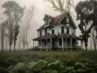 abandoned house in the woods