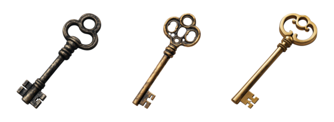 Isolated Keys on Transparent Background