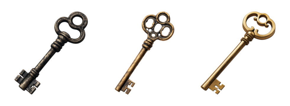Isolated Keys on Transparent Background