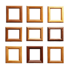 Wooden Picture Frames on Transparent Background