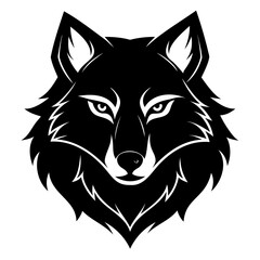 Wolf howling emblem black logo vector silhouette, Wolf head silhouette Vector illustration. Wolf Vintage Logo Stock Vector.