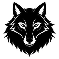 Wolf howling emblem black logo vector silhouette, Wolf head silhouette Vector illustration. Wolf Vintage Logo Stock Vector.