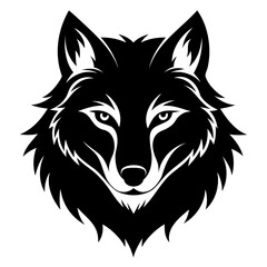 Wolf howling emblem black logo vector silhouette, Wolf head silhouette Vector illustration. Wolf Vintage Logo Stock Vector.