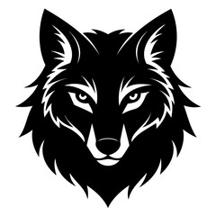 Wolf howling emblem black logo vector silhouette, Wolf head silhouette Vector illustration. Wolf Vintage Logo Stock Vector.