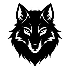 Wolf howling emblem black logo vector silhouette, Wolf head silhouette Vector illustration. Wolf Vintage Logo Stock Vector.