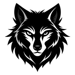 Wolf howling emblem black logo vector silhouette, Wolf head silhouette Vector illustration. Wolf Vintage Logo Stock Vector.