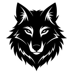 Fototapeta premium Wolf howling emblem black logo vector silhouette, Wolf head silhouette Vector illustration. Wolf Vintage Logo Stock Vector.