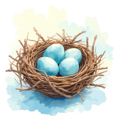 Obraz premium Blue Bird Eggs in Nest 