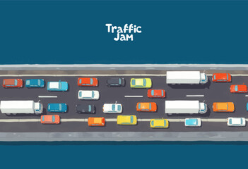 Cars Stuck in Traffic Jam on Bridge 
