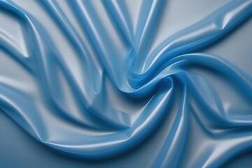Smooth blue satin fabric with elegant drapes and folds