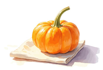 Orange Pumpkin on Linen Napkin  
