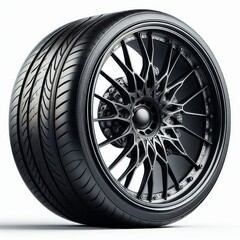 Obraz premium Wheels, tires and discs , Car tire isolated on white background, transparent png 