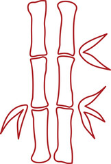 flat art design icon bamboo and leaf bamboo for chinese new year