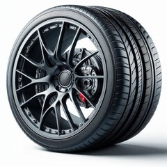 Obraz premium Wheels, tires and discs , Car tire isolated on white background, transparent png 