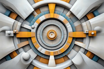 Fototapeta premium Abstract geometric design with vibrant colors and circular patterns