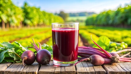 Beetroot Juice on the table, Fresh juice Healthy drink. 