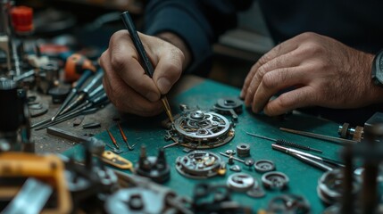 Close-Up of Male Engineer Assembling Mechanical Parts