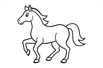 horse drawing illustration, vector horse icon, Vector line drawing of horse running. 