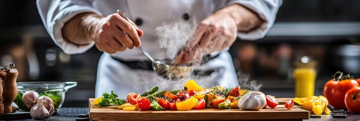 chef cooking at table