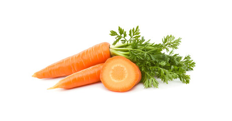 Fresh carrots isolated image on a white background, High-Quality regulations colorful carrots