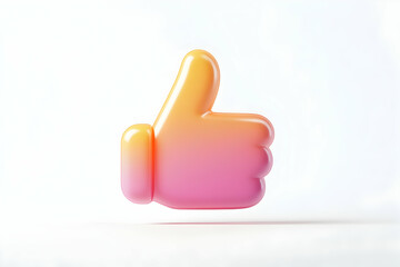 3D Thumbs Up Emoji Illustration - Yellow and Pink Gradient
