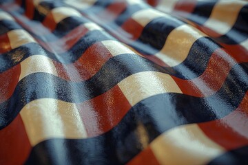 Close-up view of colorful striped fabric exhibiting rich textures and gleaming patterns, perfect for design and fashion projects.