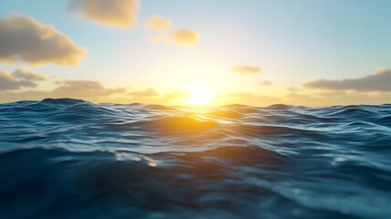 Fototapeta premium Breathtaking Tranquil Sunrise Over a Calm Ocean with Soft Waves Gently Lapping the Peaceful Shoreline Painting a Serene and Soothing Coastal Landscape