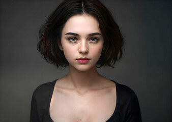 You woman with short dark hair