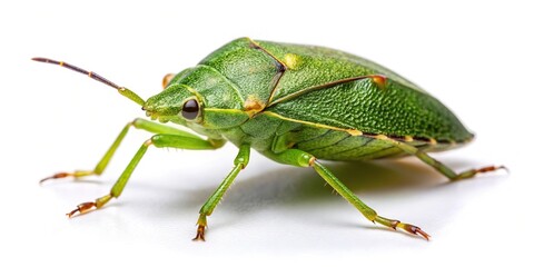 Fototapeta premium Close-up of a green stink bug on a white background