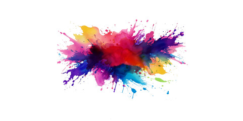 Bright colorful watercolor splash splatter stain brush strokes on white background. Modern vibrant aquarelle spot. Rainbow trendy isolated design on white. Element. Vector watercolor illustration.	art