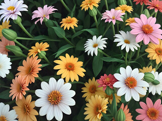 white and pink daisies flower floral background