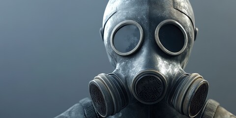 man wearing gasmask respirator