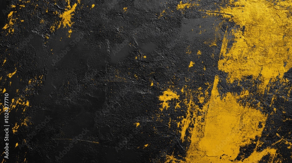 Poster Black And Yellow Grunge Background Texture With Noise And Distressed Metallic Surface Old Paint On Wall Abstract Backdrop Banner Display Wallpaper Design Elements Copy Space