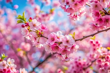 Fototapeta premium Close-up of cherry trees in full bloom during springtime