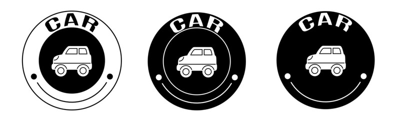 Black and white illustration of car icon in flat. Stock vector.