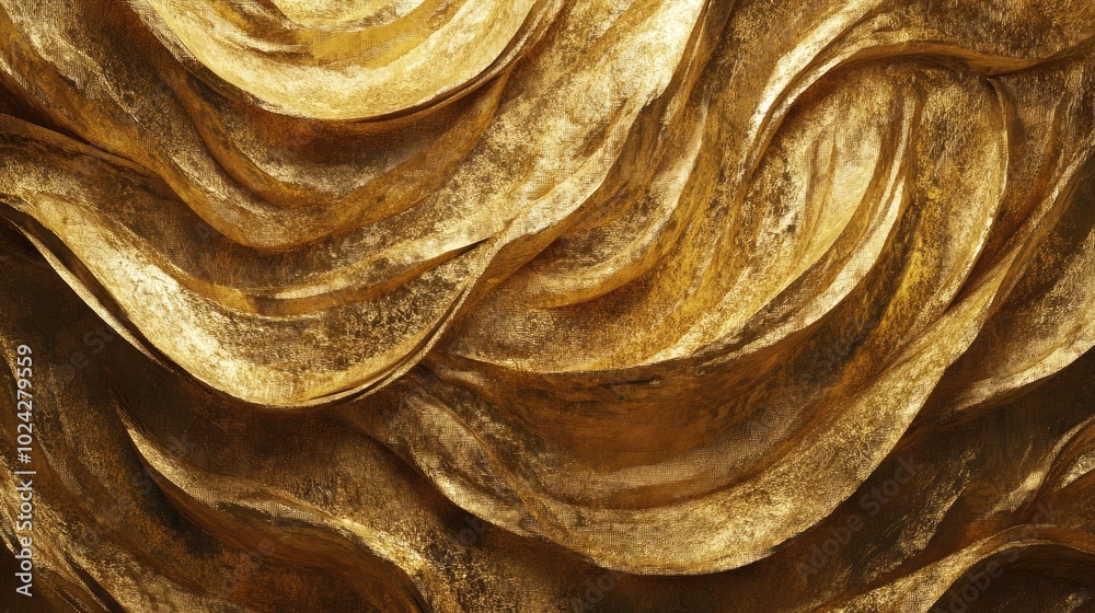 Aufkleber Abstract painting of a luxurious golden curtain featuring a dramatic and modern design high quality 3D rendering graphic element for creative backgrounds and materials