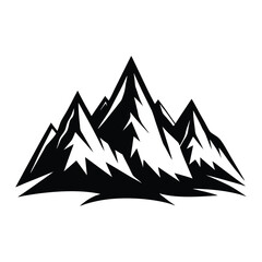 illustration of mountain Silhouette landscape on white background. 