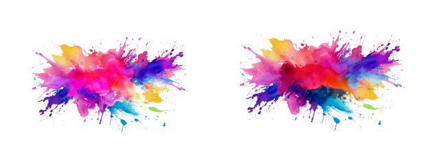 Bright colorful watercolor splash splatter stain brush strokes on white background. Modern vibrant aquarelle spot. Rainbow trendy isolated design on white. Element. Vector watercolor illustration.	art