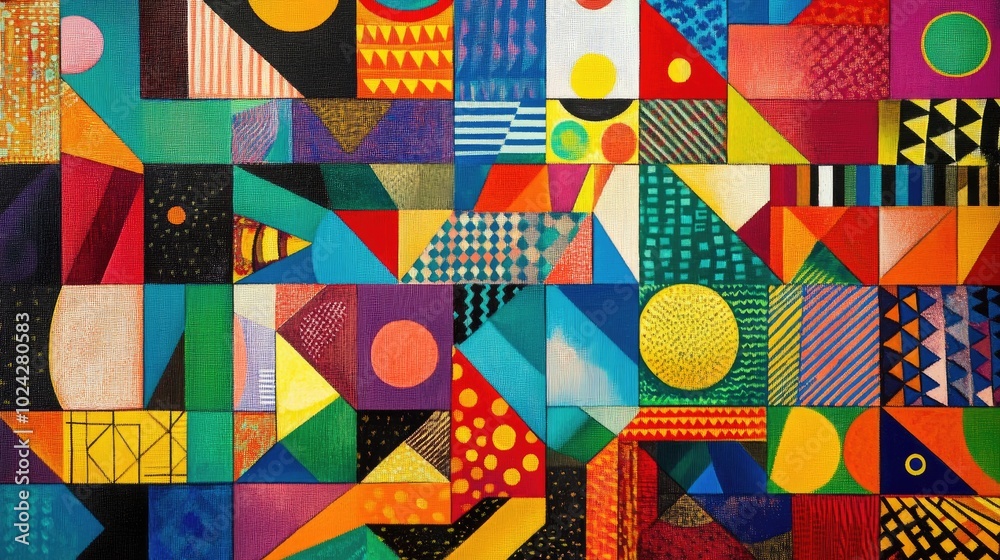 Aufkleber Colorful geometric design featuring an array of vibrant shapes and patterns