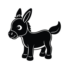 donkey silhouette vector, black donkey silhouette vector illustration on white background