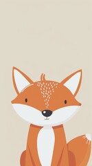Obraz premium A cartoon fox is sitting on a white background. The fox is smiling and looking at the camera